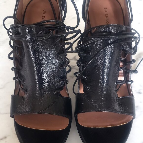 New-Sigerson Morrison Black Ankle Strap Gladiator Platform Sandal size 8.5M NWOB - Picture 2 of 7